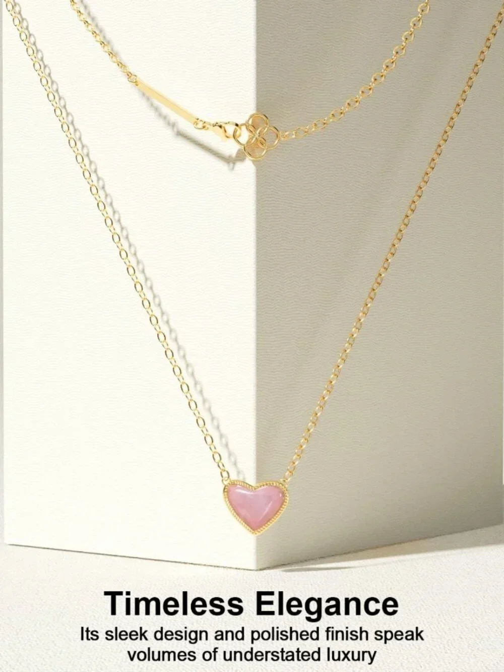 Dainty 18K Gold Plated Heart Pendant Necklace for Women, Adjustable Length